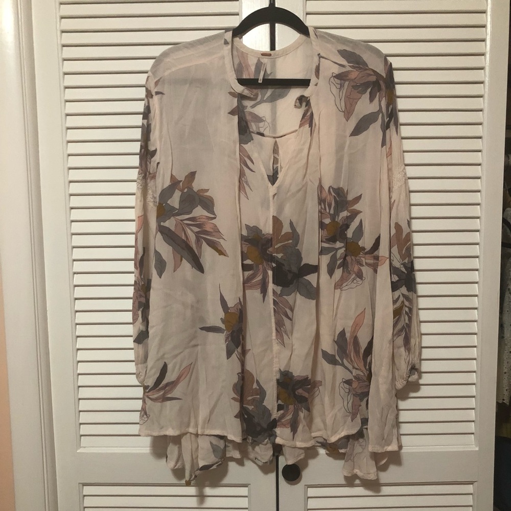 Free people floral long sleeve tunic